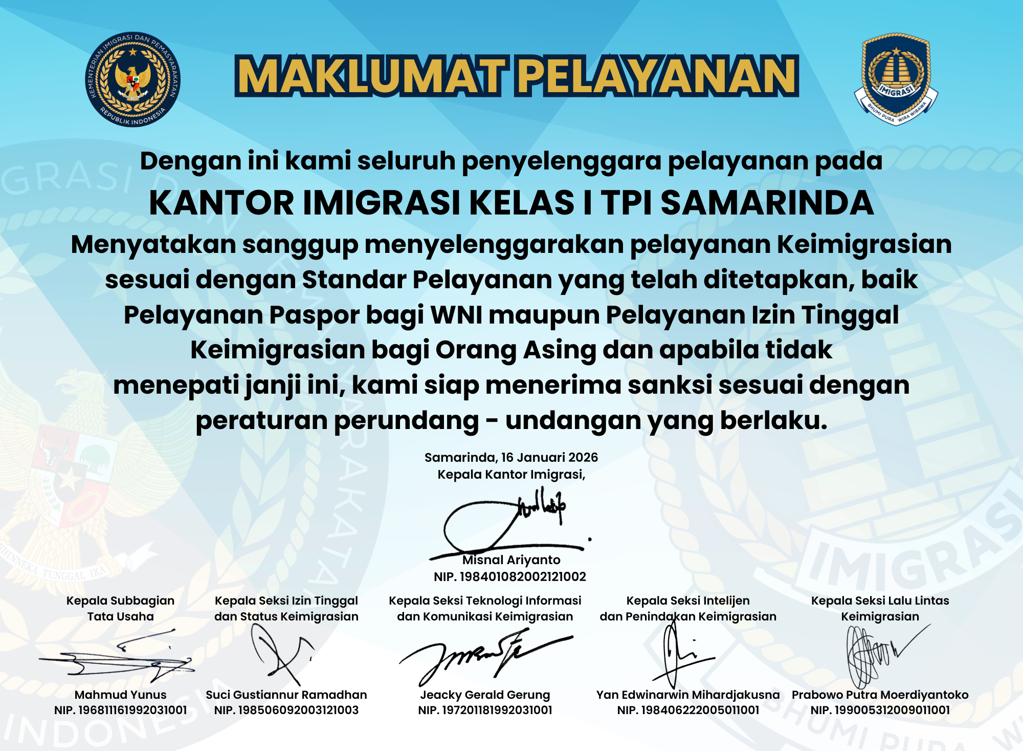 Maklumat dan standar pelayanan