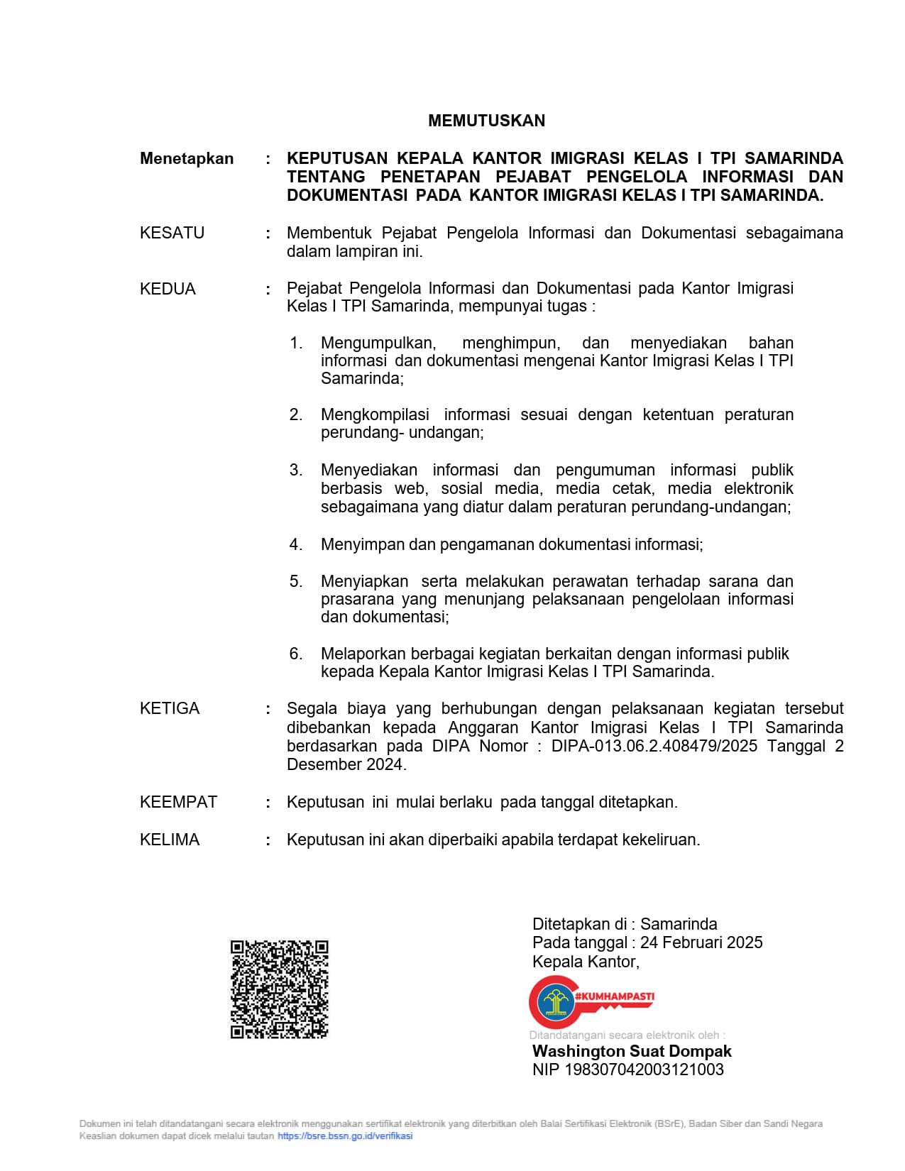 SK Kepala Kantor Tim PPID Tahun 2025 2